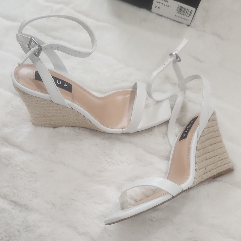 Aqua White Wedge Sandals with Strappy Design
